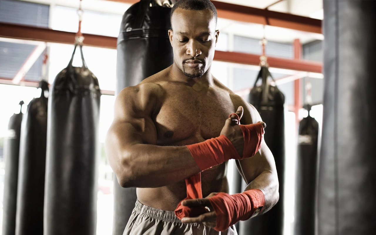Boxer preparing for a workout